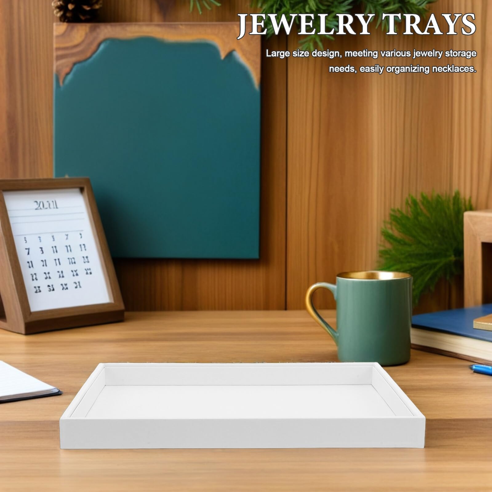 Gatuida 2 piezas Bandejas Apilables Grandes para Joyas con Acabado Lujoso Organizador Flexible para Collares Anillos Pendientes y Pulseras para Tocadores y Almacenamiento Diario