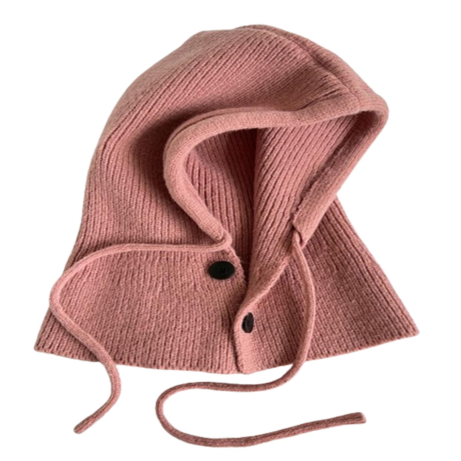 Gorro de invierno a prueba de frío, pasamontañas con botones, gorro cálido para mujer, gorro y bufanda integrados, cuello versátil con capucha