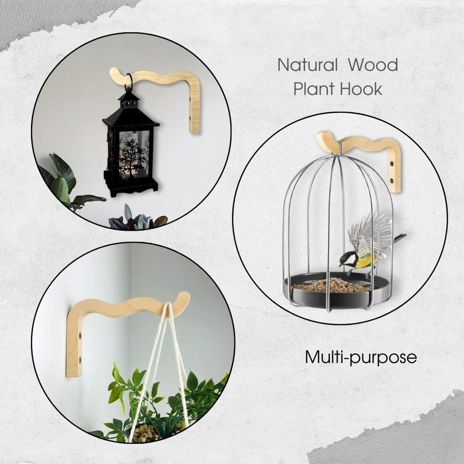 Lot de 2 Crochets en Bois pour Plants, murales peltes de plants en plein air, supports muraux pour pot, Paniers de Fleurs, Lanternes d'intérieur et d'extérieur, Ornements de Jardin pour carillons