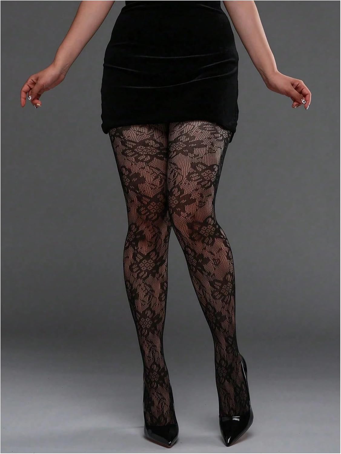 Milumia Women's Striped Pattern Lace Tights Sexy Sheer Mesh Pantyhose Stockings - Image 4