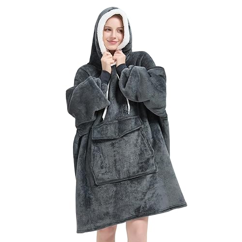Qeils Wearable Blanket Hoodie for Women, Comfy Sherpa Sweatshirt Blanket