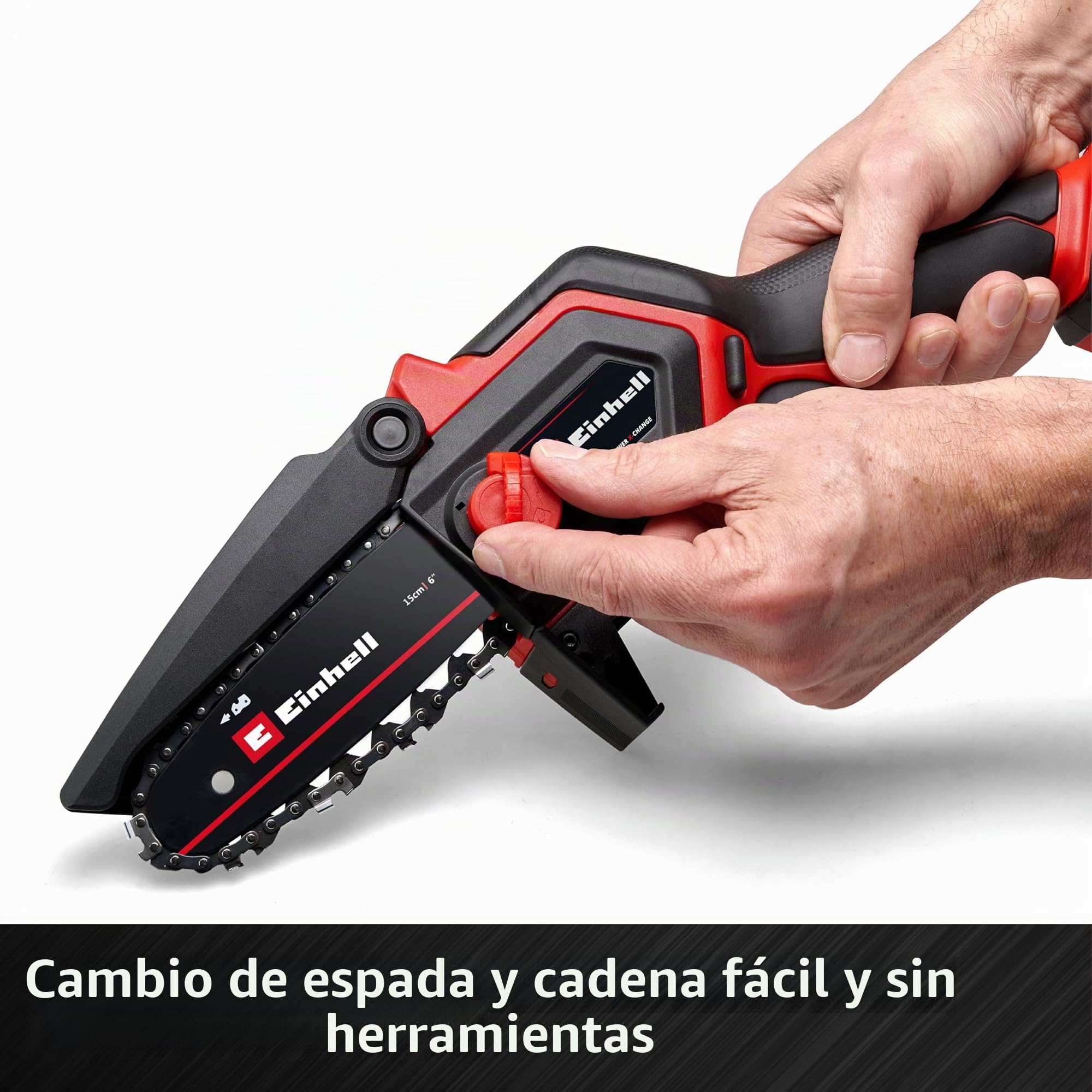 Einhell GE-PS 18/15 Li BL Kit Power X-Change - Sierra de podar inalámbrica (18 V, sin escobillas, longitud de corte de 12,5 cm, cambio de espada/cadena sin herramientas, incluye batería de 2,5 Ah
