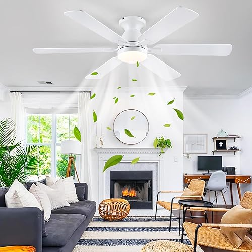 Miniatura 93 de Ventiladores de techo con luces, ventilador de techo interior de perfil bajo de 46 pulgadas con luz y control remoto/aplicación, montaje empotrado