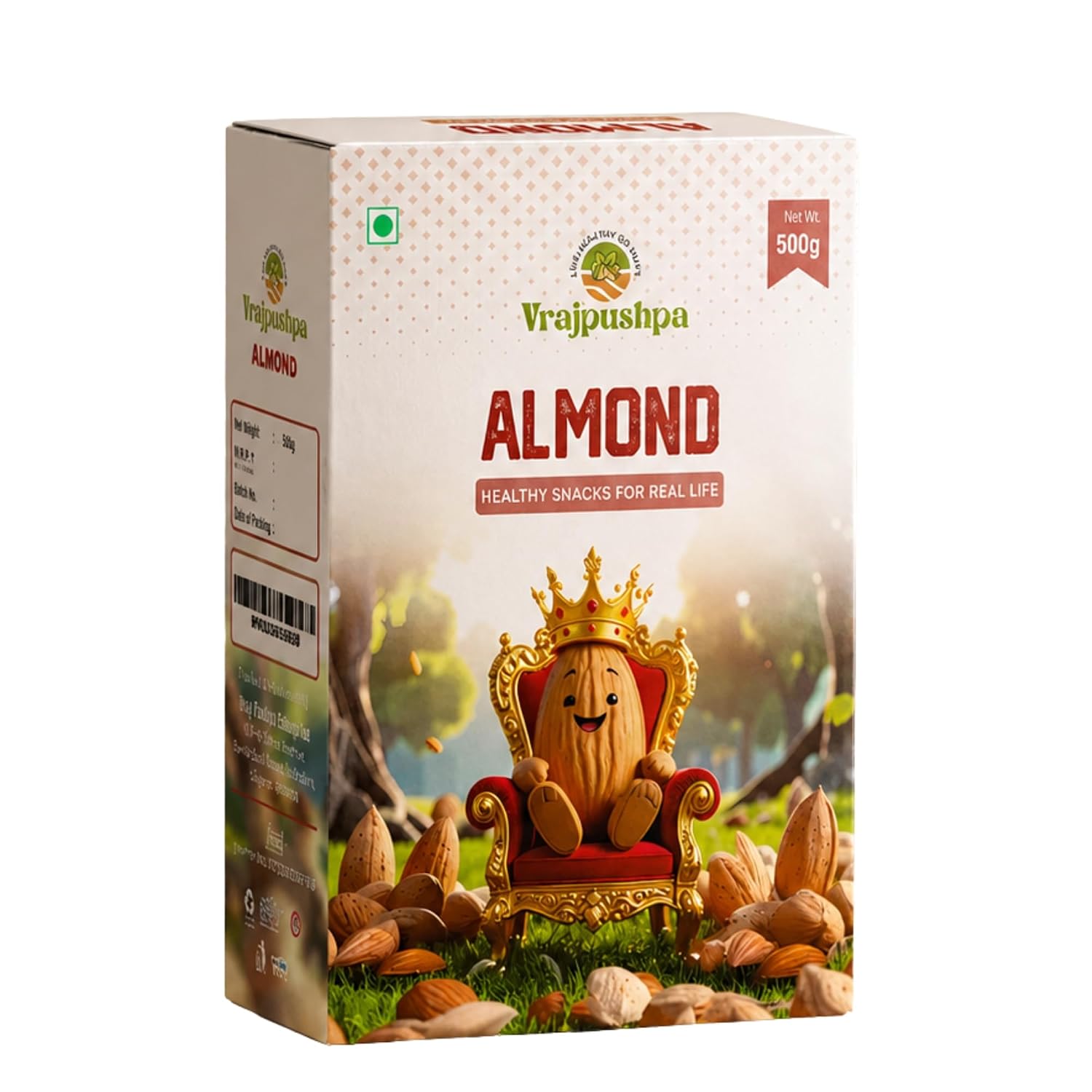 Device mark of Vrajpushpa California Almonds Whole Almond 500 gm Dry Fruits Badam Giri Nuts