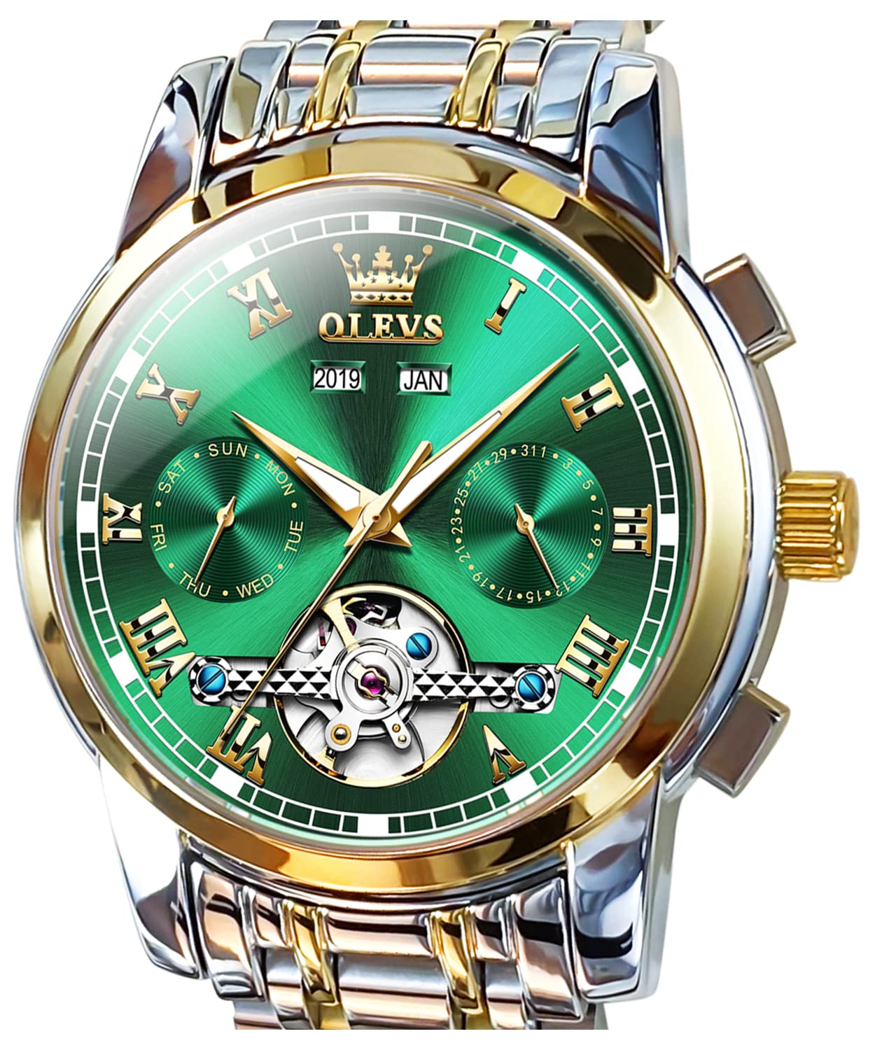 OLEVS Self Winding Watches for Men Automatic Mechanical Tourbillon Stainless Steel Waterproof Luminous Luxury Dress Wrist Watches (B09M7Z722H) Amazon Price History, Amazon Price Tracker