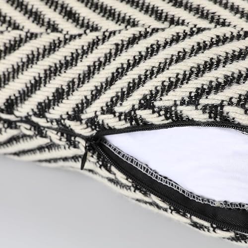Miniatura 5 de vctops Funda de Almohada Decorativa Boho Blanco y Negro Tejida de Punto Funda de Cojín con Diseño de Flecha Decoración Tejida Funda Lumbar para Sofá