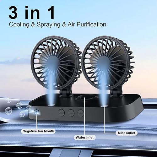 Miniatura 2 de Ventilador de coche, ventilador de vehículo de 12 V para automóvil, SUV, RV, con enchufe para encendedor de cigarrillos, potente circulador de aire