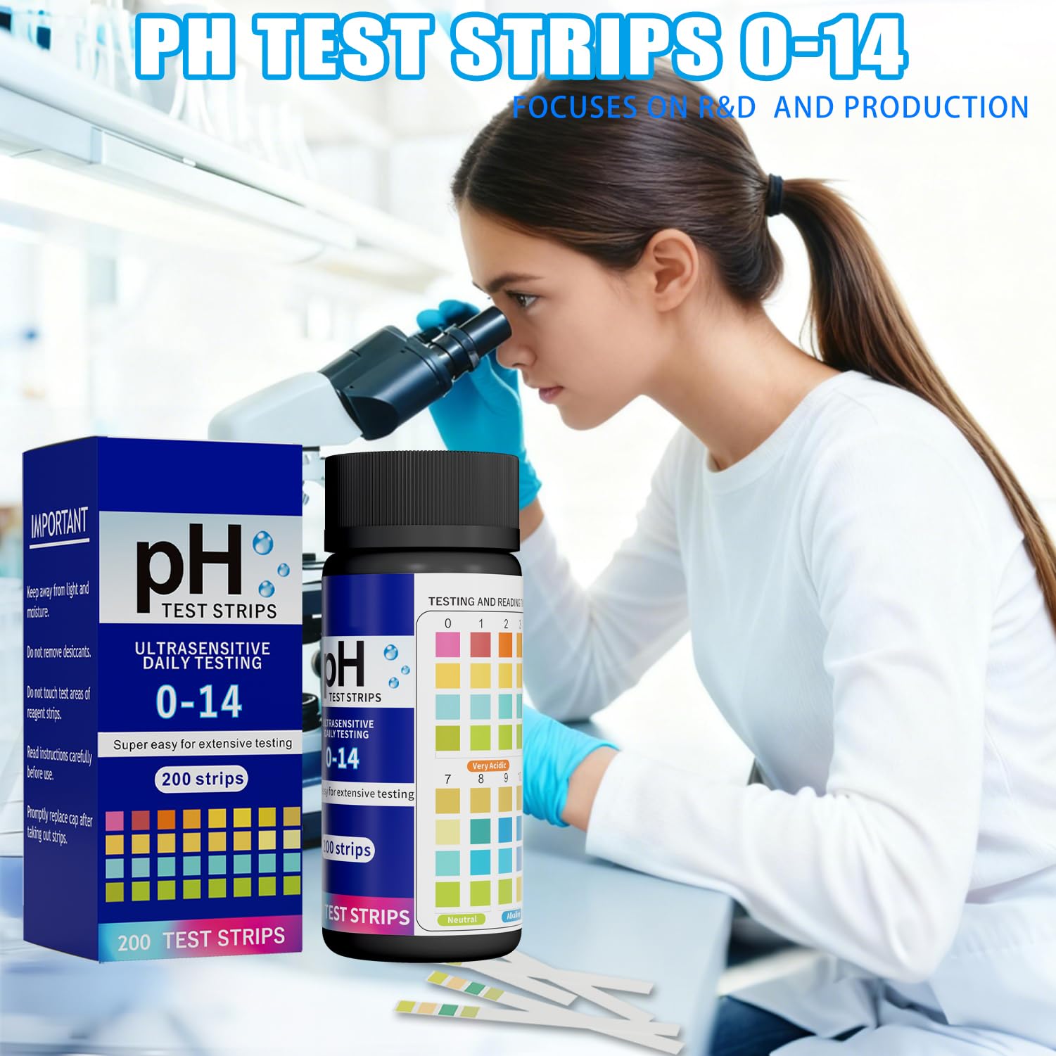 200 Strips pH Test Strips 0-14 Universal Litmus Paper pH Test Strips for Liquid Testing, Saliva, Drinking Water, Aquariums, Labs and Soap Making, Quick Reliable pH Testing Kit - image 4