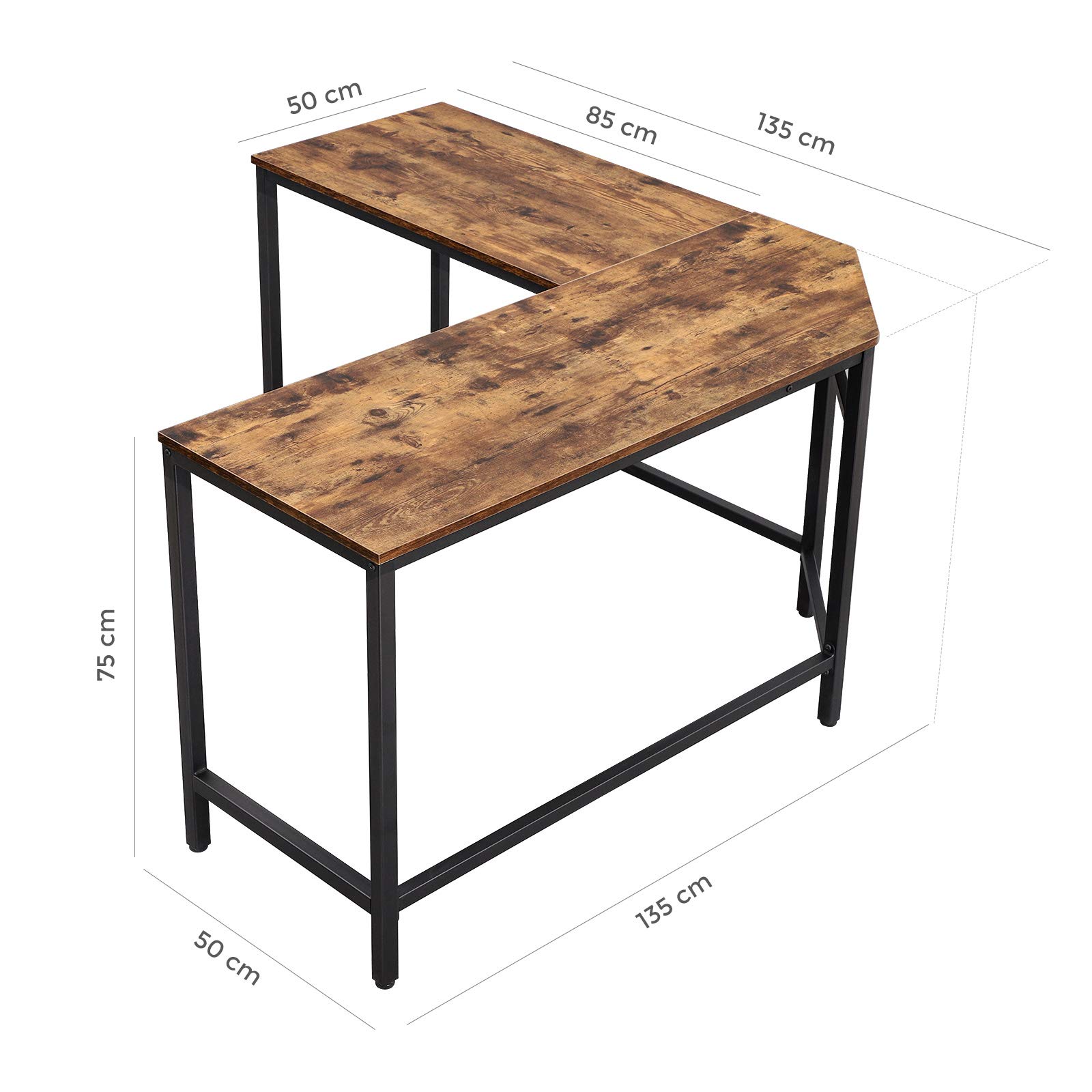 Buy VASAGLE Computer Desk, LShaped Industrial Writing Desk, Space