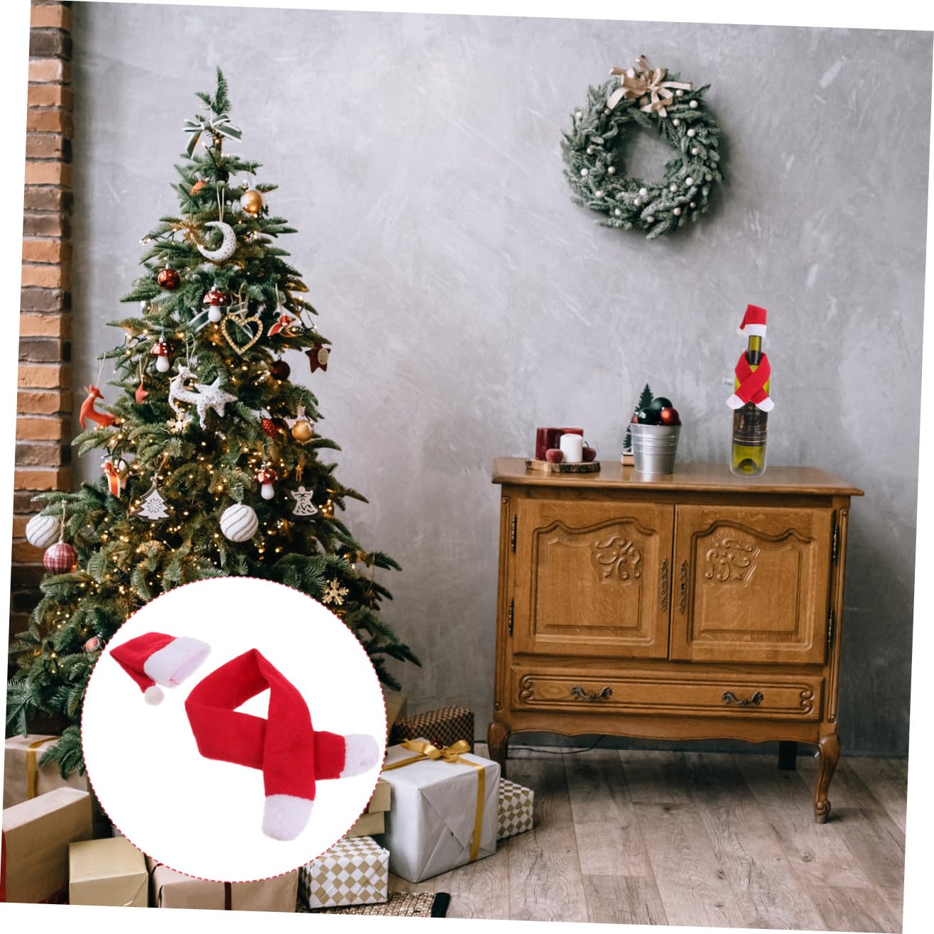 Veemoon 6 Juegos Mini Sombreros De Papá Noel Cubierta De Sombrero De Navidad Tapa De Mini Sombreros De Santa para Adornos Vestido De Punto Regalos Papá Noel Rojo Tejido Bebé Vino Tejer