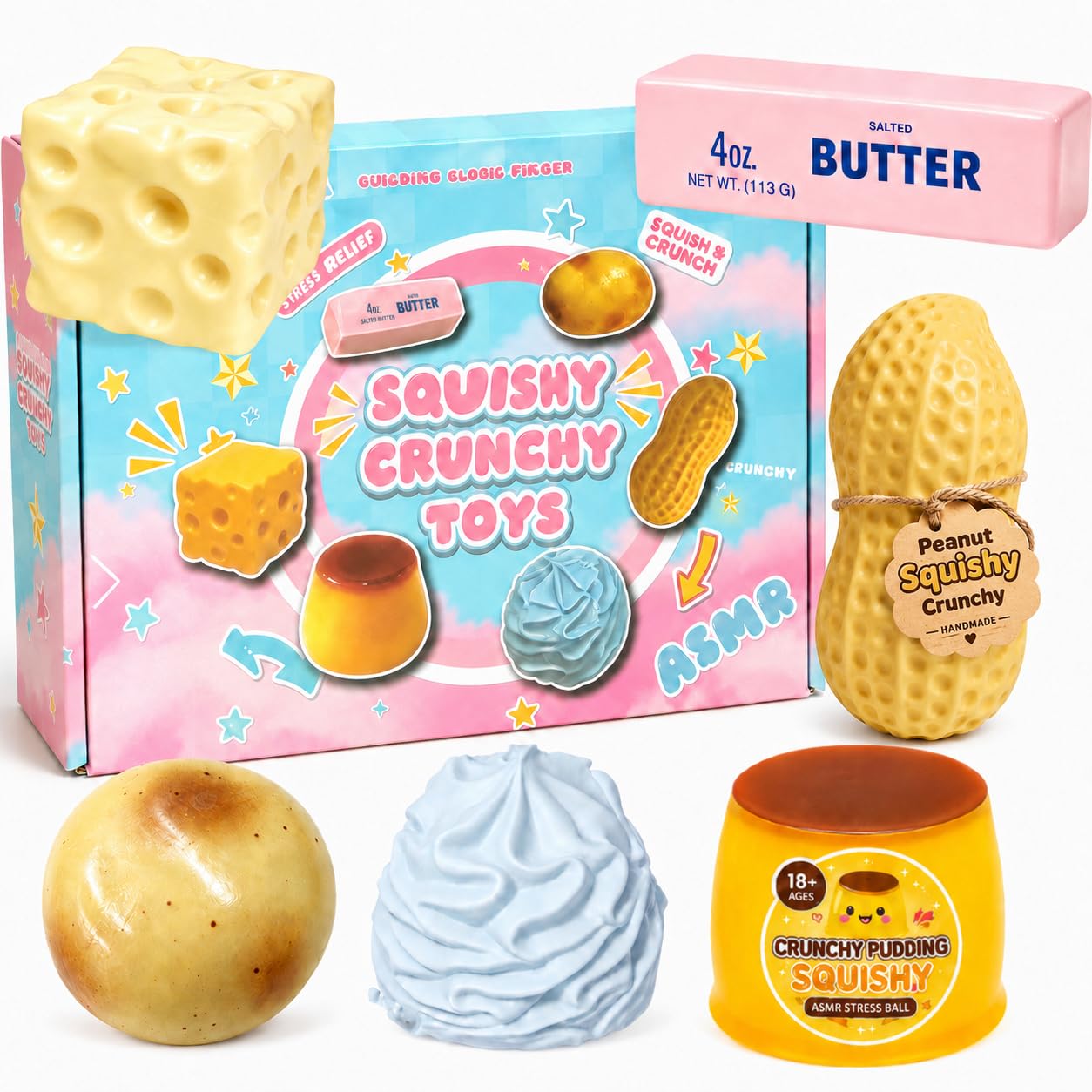 6PCS Crunchy Squishy Box Set Crunchy Squishies Fun Mystery Pack