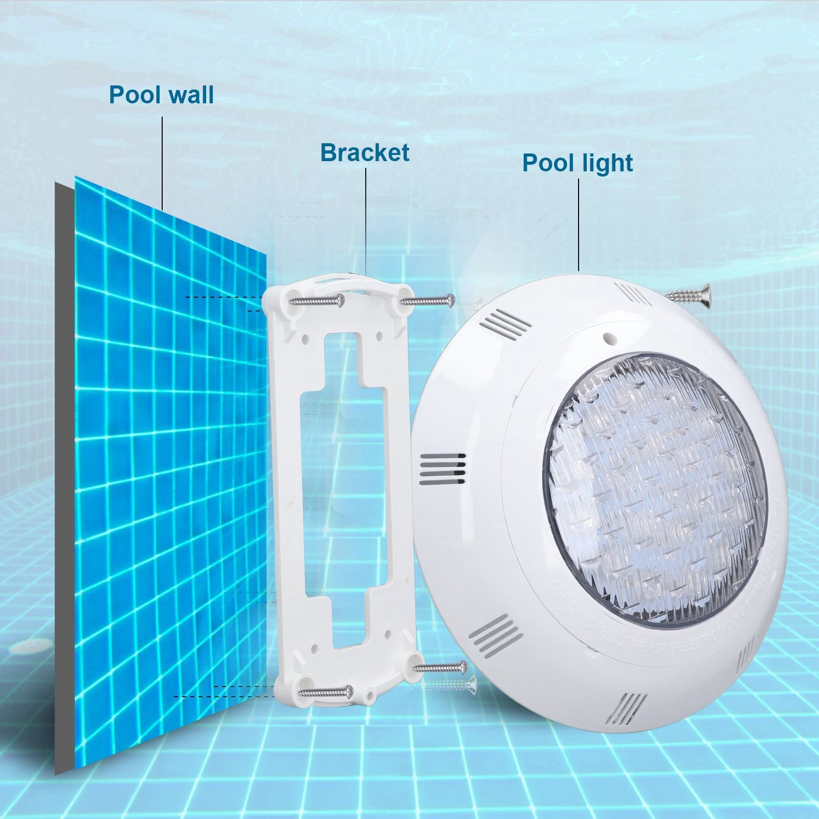 Cocoarm Poolleuchte RGBW LED Poollampe 54W AC12V IP68 PC ABS 18LED Fernbedienung 4800lm 120 Grad Unterwasserlicht für Schwimmbäder Teiche Brunnen Gärten