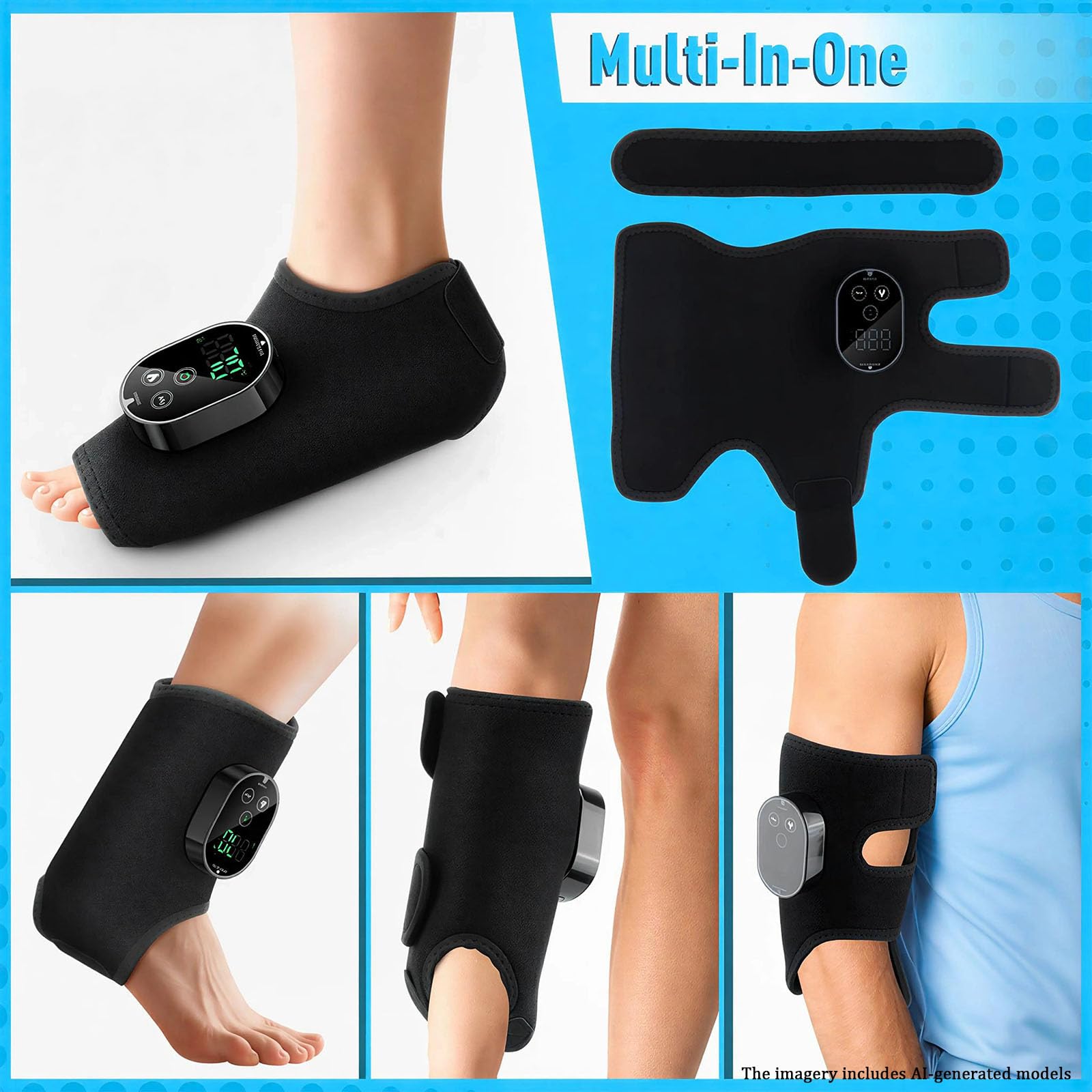 Massaggiatore per piedi senza fili per neuropatia, 6 livelli di calore e 3 modalità di vibrazione, batteria da 3000 mAh, per alleviare il dolore, promuovere la circolazione sanguigna e il