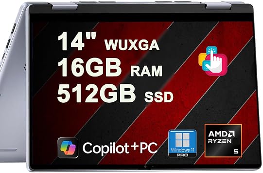 Dell Inspiron 14 7445 2-in-1 Laptop 14" WUXGA Comfortview Touch AMD 6-core Ryzen 5 8640HS >i7-1355U 16GB DDR5 512GB SSD Backlit for Designer Business Professional Work Win11Pro