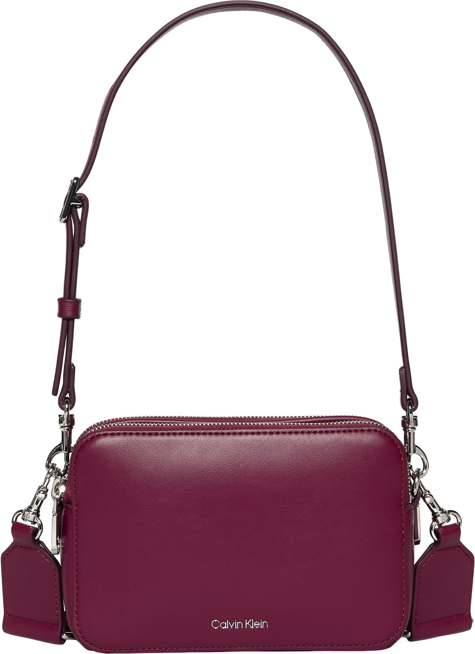 Calvin Klein Women’s Webbing Double Strap Crossbody Bag, Black (Alluring Pink), One Size