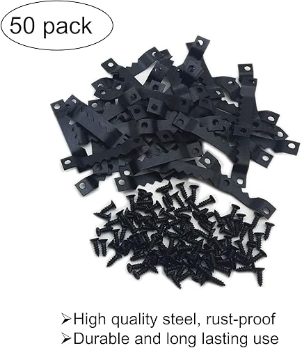 Miniatura 4 de Paquete de 50 ganchos pequeños de dientes de sierra para colgar cuadros  Soluciones de acero para colgar cuadros con tornillos, para colgar cuadros