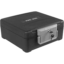 Fireproof and Waterproof Safe, fire safe document box with Sensor light, Portable Lock Box with Key Lock and Ergonomic Handle, 1 Hour at 1700F, 72 Hours Waterproof