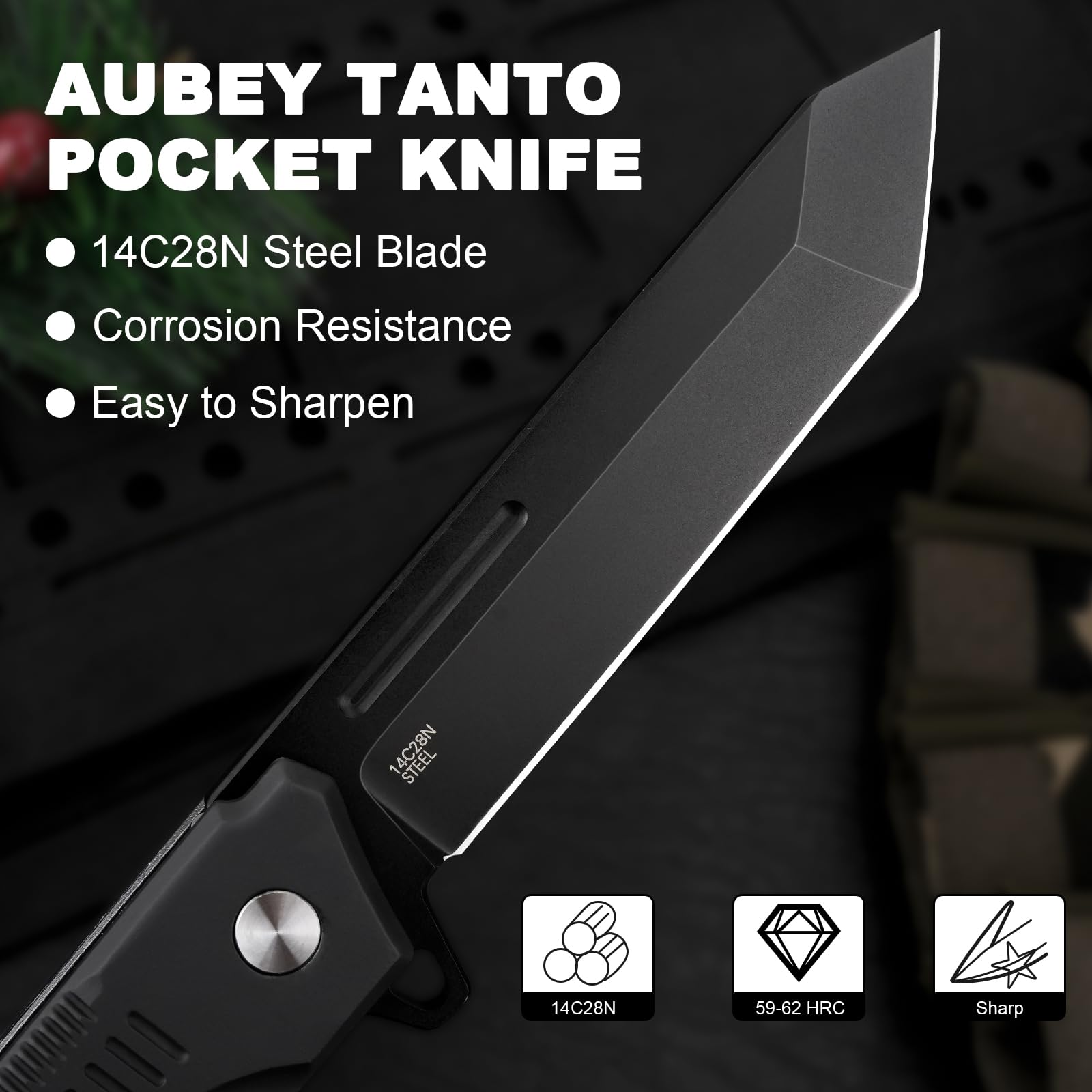 AUBEY Folding Pocket Knife, 3.47