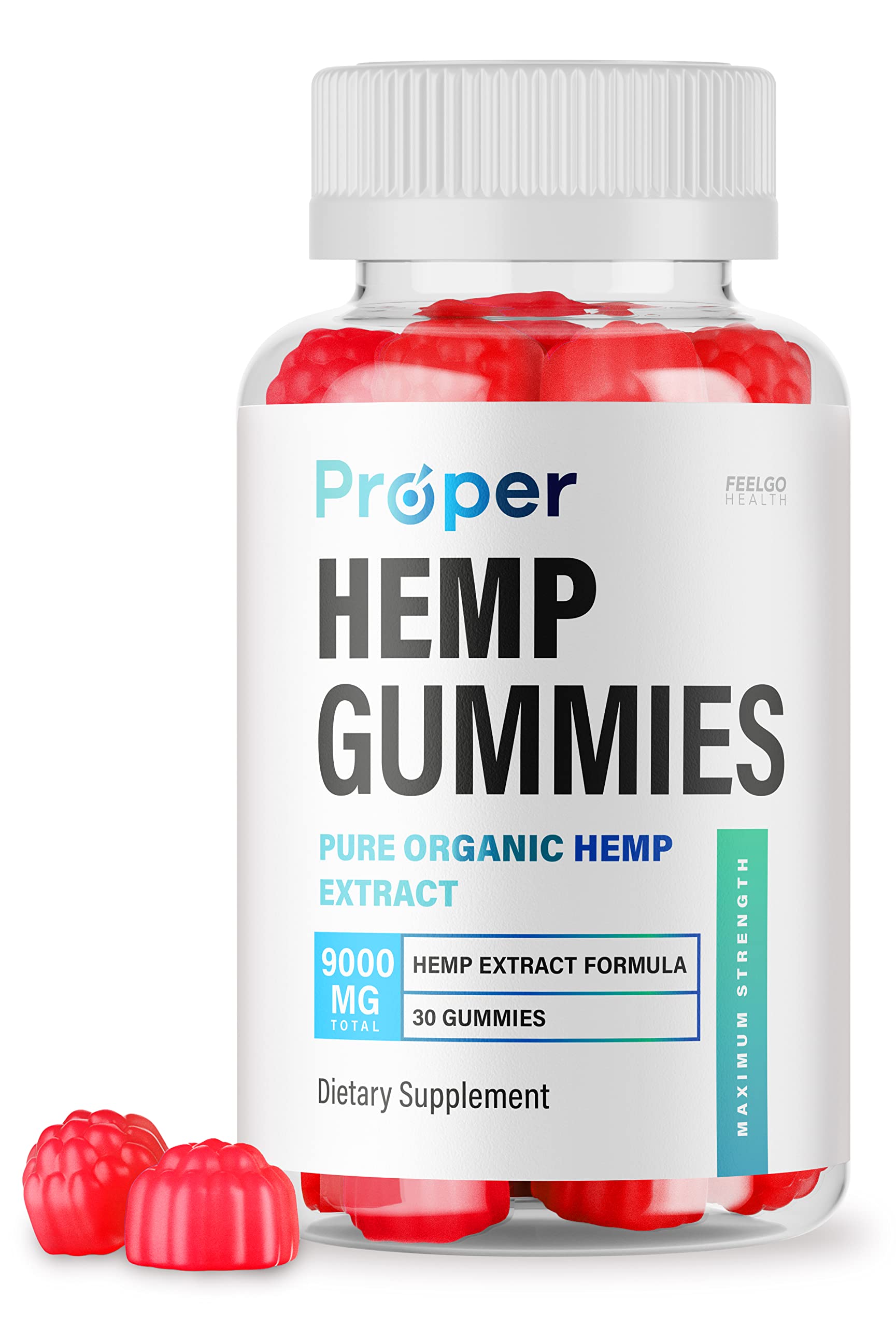Proper Hemp Gummies - ProperHemp Pure Gummys Organic Hemp, Porper Oil, Propel Hemp Bears Gummy s, 300mg Hemp Extract per Natural Gummies and 9000mg per Bottle (30 Gummys For 1 Month)
