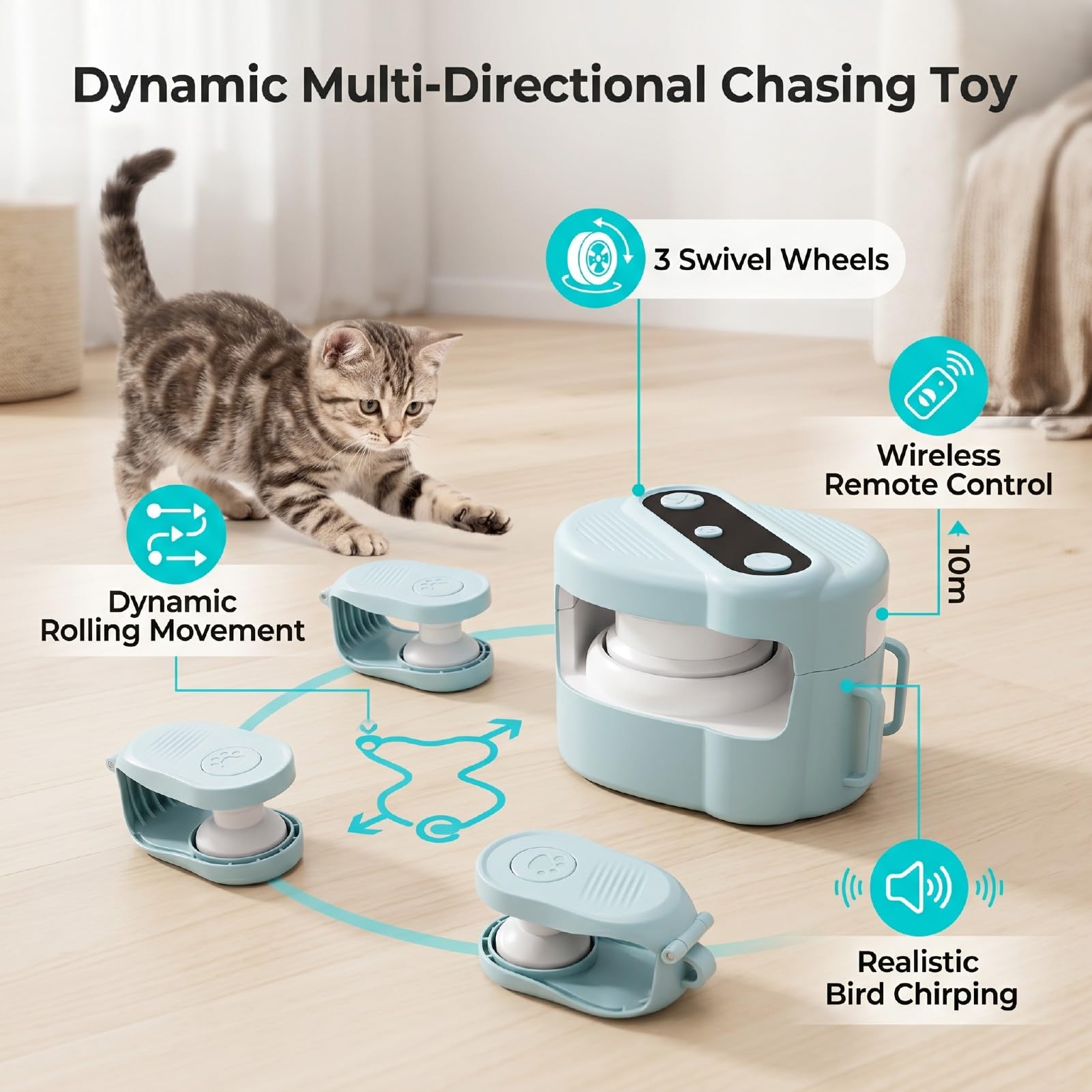 Juguete para Gatos con Control Remoto y Sonidos de Pájaros para Disfrutar de la Diversión Interactiva en Casa (Green)