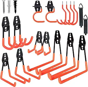 SERPURE 17 Pack Garage Hooks Heavy Duty with Extension Cord Organizer & Bike Hooks, Tool Gifts for Men, Gifts for Dad, Garage Storage Hooks for Hanging Ladders, Bikes and Bulky Items