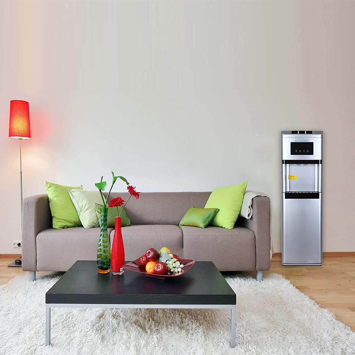 Distributeur d'eau fraîche ou Chaude - La Fontaine à Eau Réfrigérée distriwater Multi-bonbonnes Chaud et Froid pour Le Bureau et la Maison - Couleur Gris