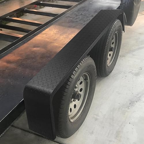 Miniatura 3 de Guardabarros de remolque, guardabarros de acero de placa resistente para ruedas de 13 a 15 pulgadas, remolque de eje tándem - 2 unidades
