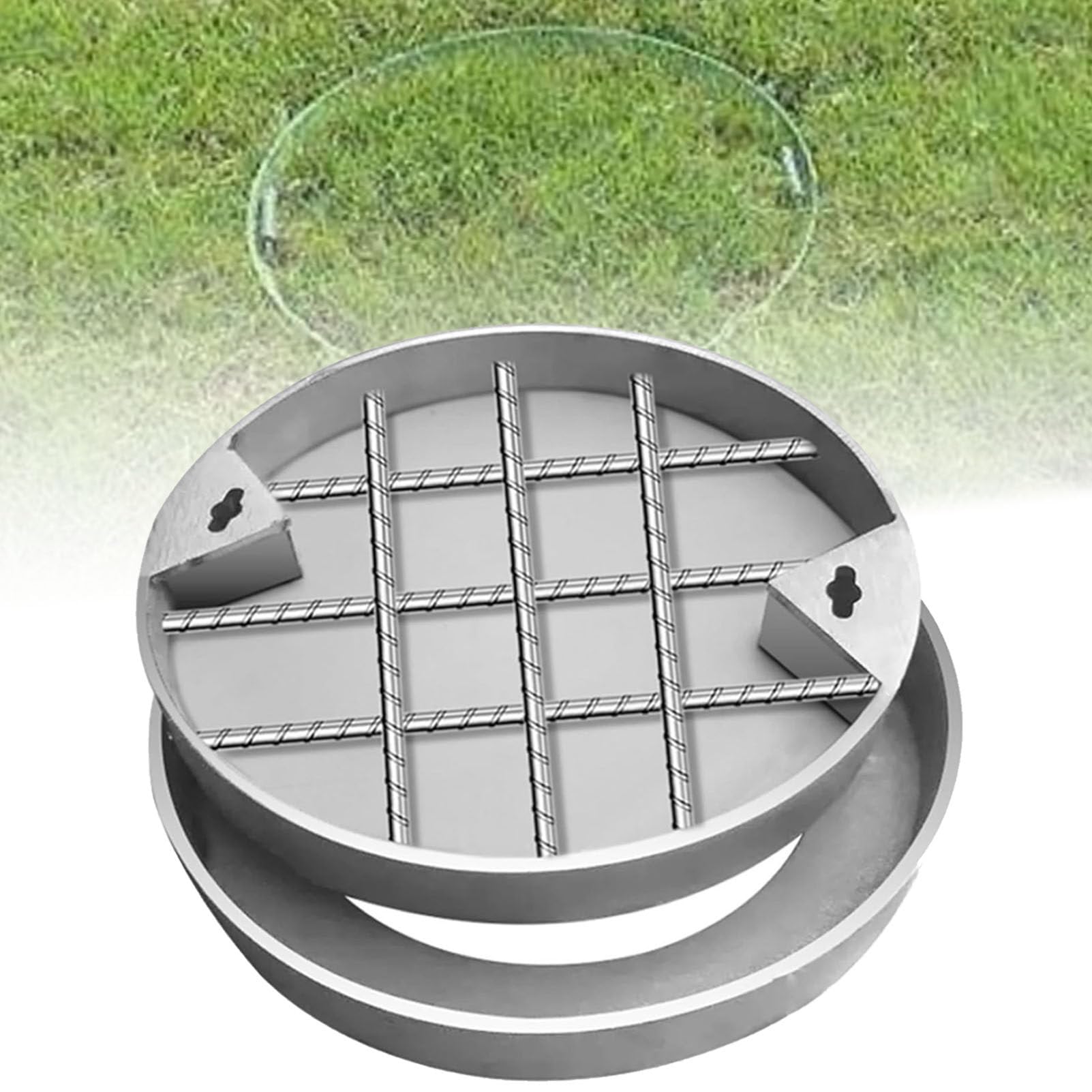 SENJINGHUA Round Invisible Sewage Basin Cover, Recessed Stainless Steel Manhole Cover with Hook, Access Inspection Lid, for Terraces, Gardens, Garages and Roads,800mm/31.5in