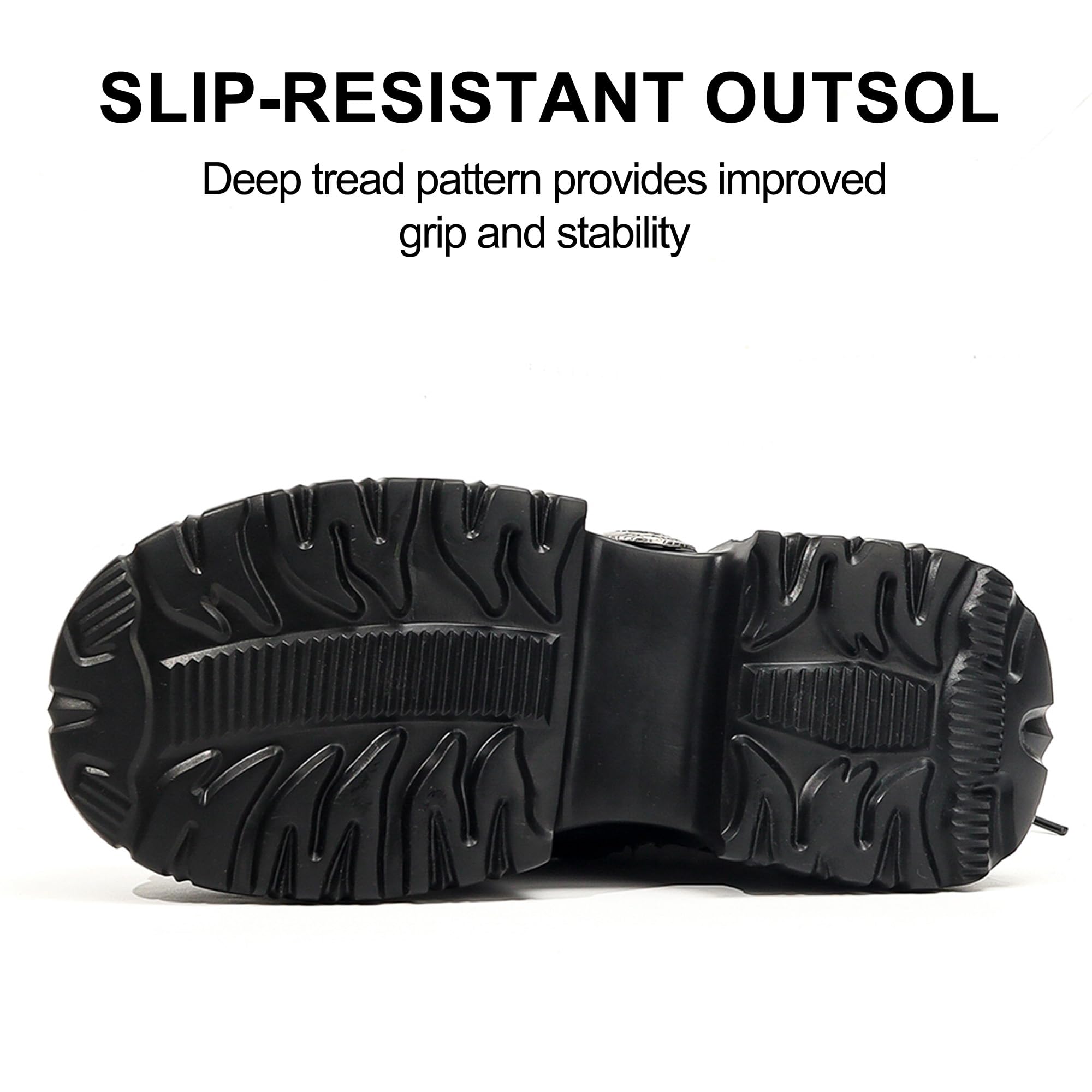 Botas Punk Góticas de Plataforma para Mujer con Diseño de Llamas, Hebillas Metálicas Cremallera Lateral – Estilo Biker Rock de Suela Gruesa