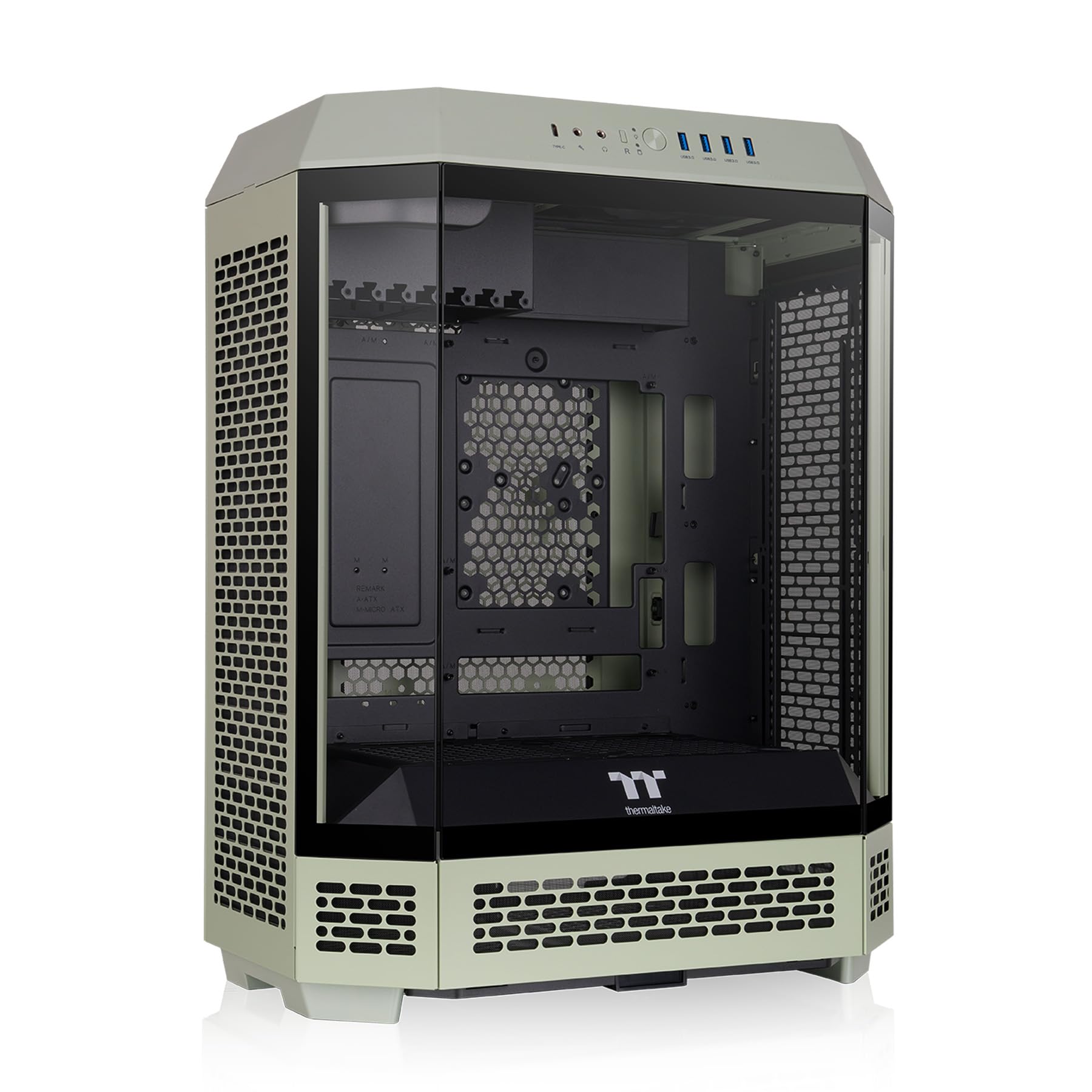 Thermaltake Tower 600 Matcha Green Mid-Tower ATX Case; 3 Tempered Glass Panels; Hidden-Connector Motherboard Support; Rotational PCI-e Slots; CA-1Z1-00MEWN-00; 3 Year Warranty