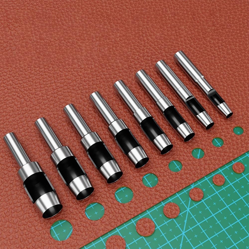 HSS-Leder-Lochbohrer-Set, 2–25 mm, Gurt- und Hohlschneider-Werkzeug für Stoff, PVC, Kunststoff, Gummi, Schwamm, verschleißfest, hitzebehandelt, silberfarben, Zubehör für (14 mm)