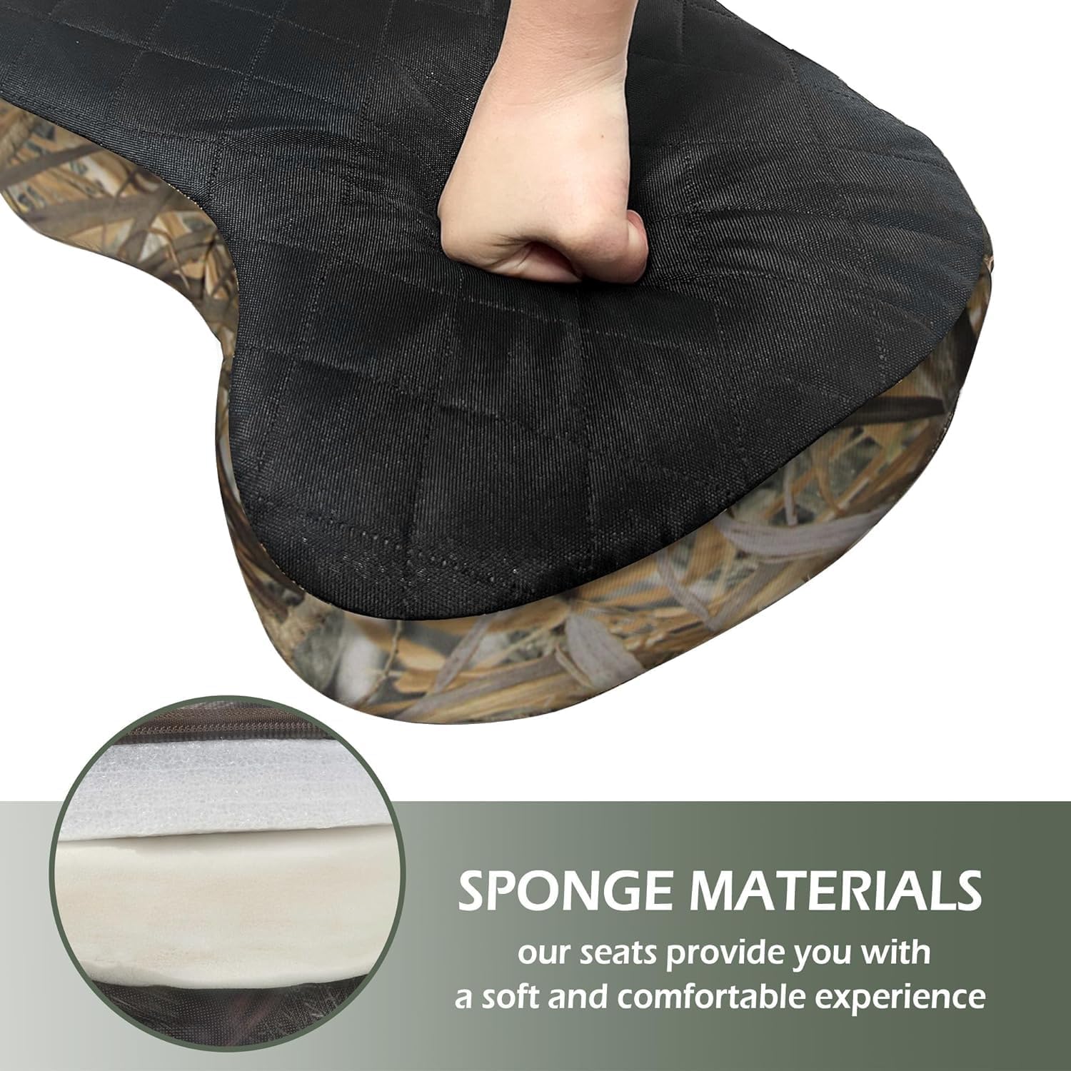 URMONA Portable Hunting Seat Cushion, 11.4 x 15.7 x 2.8in Thickening Lightweight Outdoor Cushion, Waterproof Sponge Dirty Proof Pad for Hunting, Camping, Stadium, Outdoor Sports, Fishing