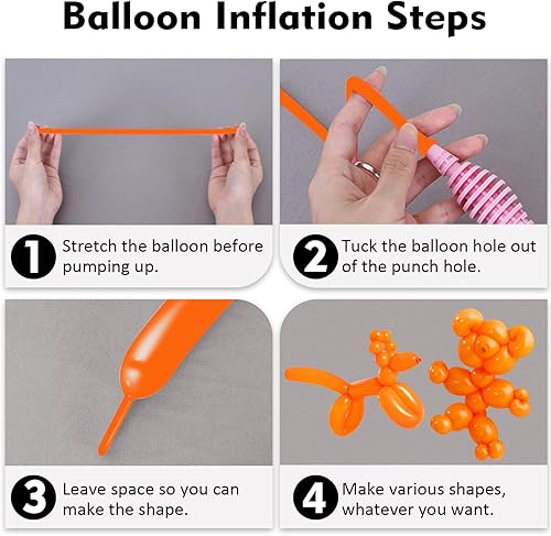 Vista 17 de 100 globos mágicos largos de látex trenzado de 260 Q para forma de animal, cumpleaños, payasos (blanco)