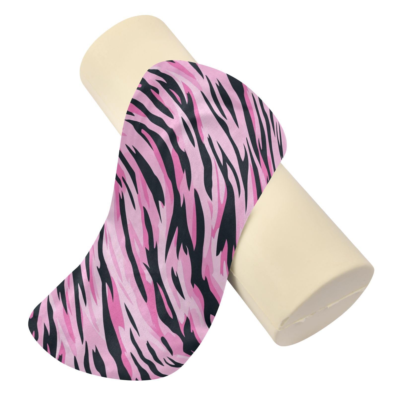 miaozhen Fashion Black Peach Tigers Fur Print Neck Roll Pillow Cervical Pillow for Neck Pain Cylinder almohada de Cuello para dormir 5.5''x17''