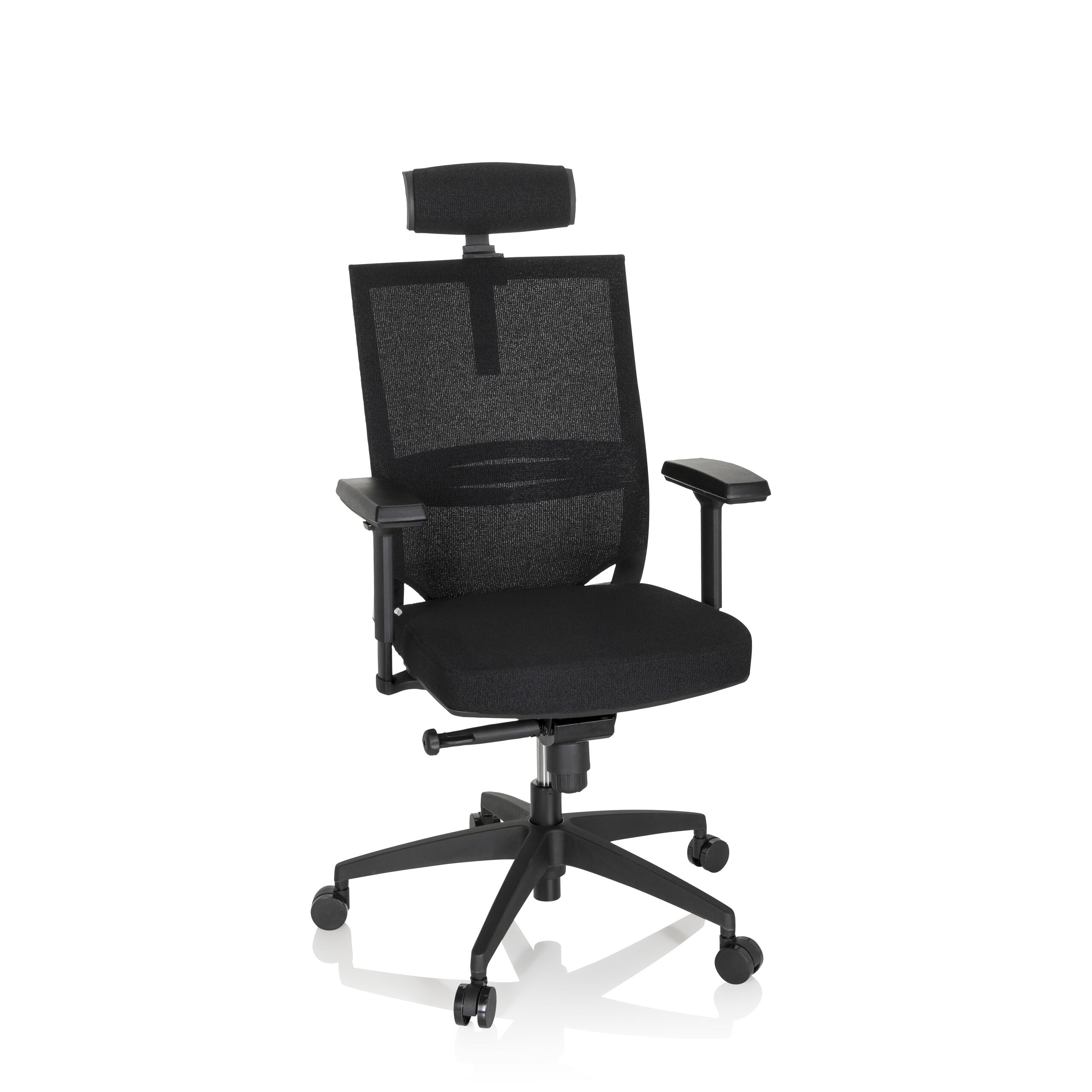 Chaise pivotante ergonomique pour bureau à domicile Porto Max High I tissu noir confortable