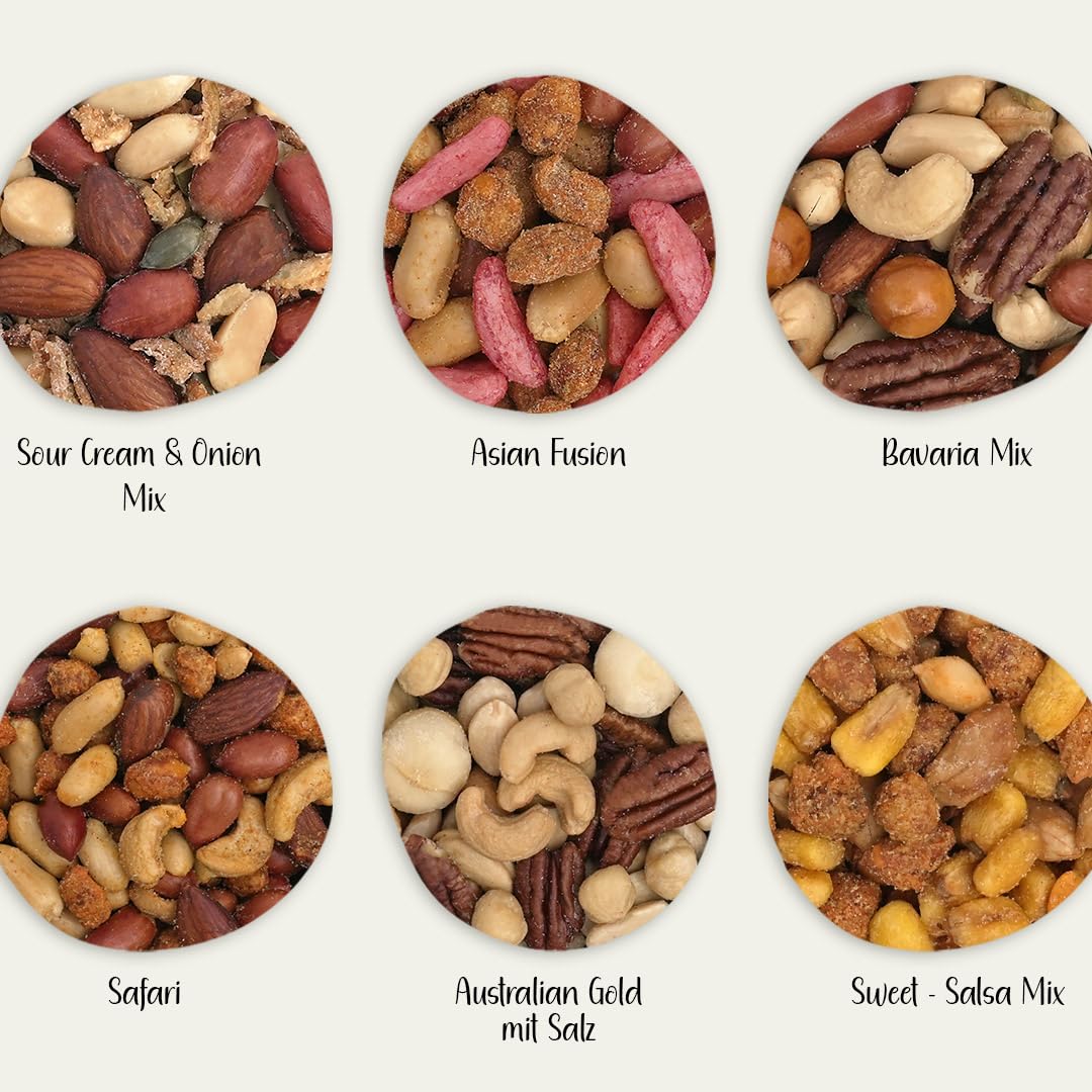 KERNenergie WM Nationen Bundle 6x180g Premium Nussmischungen Cashews Macadamias Walnüsse