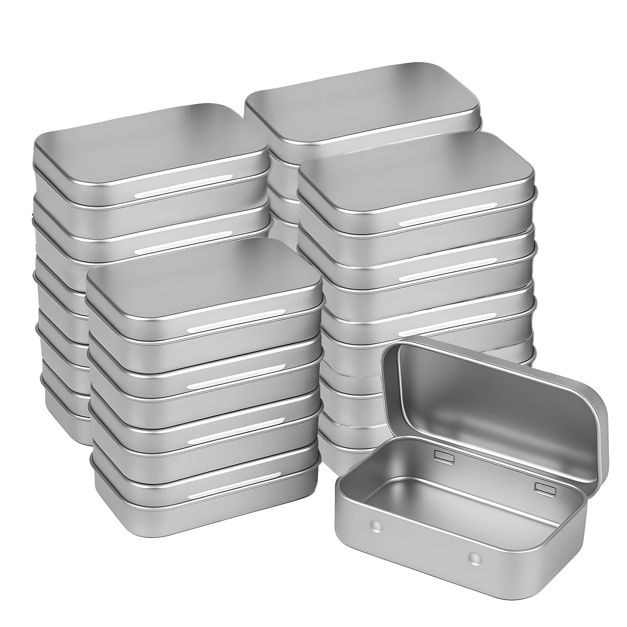 Small Metal Box With Lid-Cookie Tins Metal Tins With Lids Lens Wipes Storage Container Mini,Empty Hinged Tin,For Organize Mint Candy Jar,Sewing Tools,DIY Gift Boxes(Silver, 20 Pcs)