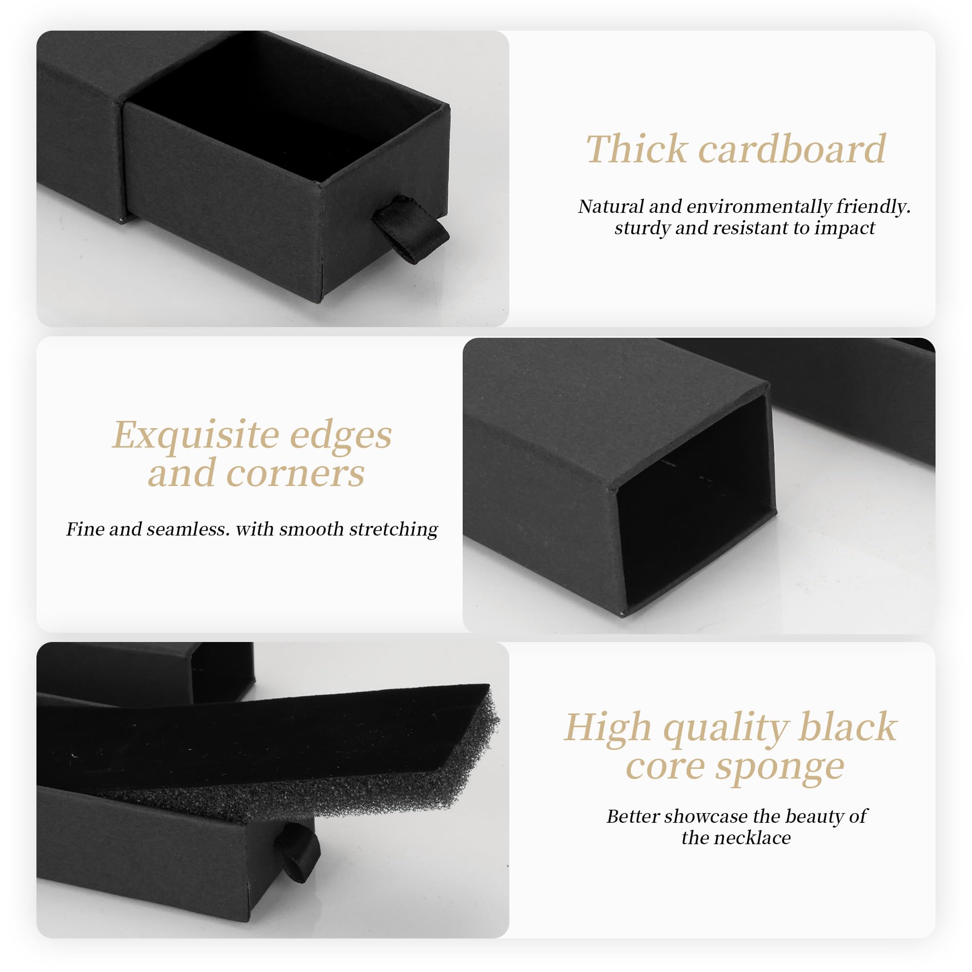 Lot de 12 boîtes cadeaux à bijoux de style tiroir avec insert en éponge, 22,1 x 4,6 x 3 cm, boîte de présentation pour collier et bracelet, organiseur de rangement en carton pour pendentif