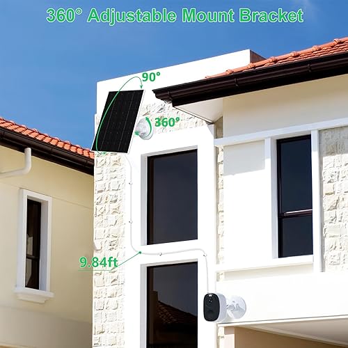 Miniatura 6 de FUTUREZEN Panel solar de 4 W para cámara de seguridad, cargador solar tipo Cmicro USB para cámaras de batería recargable, impermeable IP66, soporte