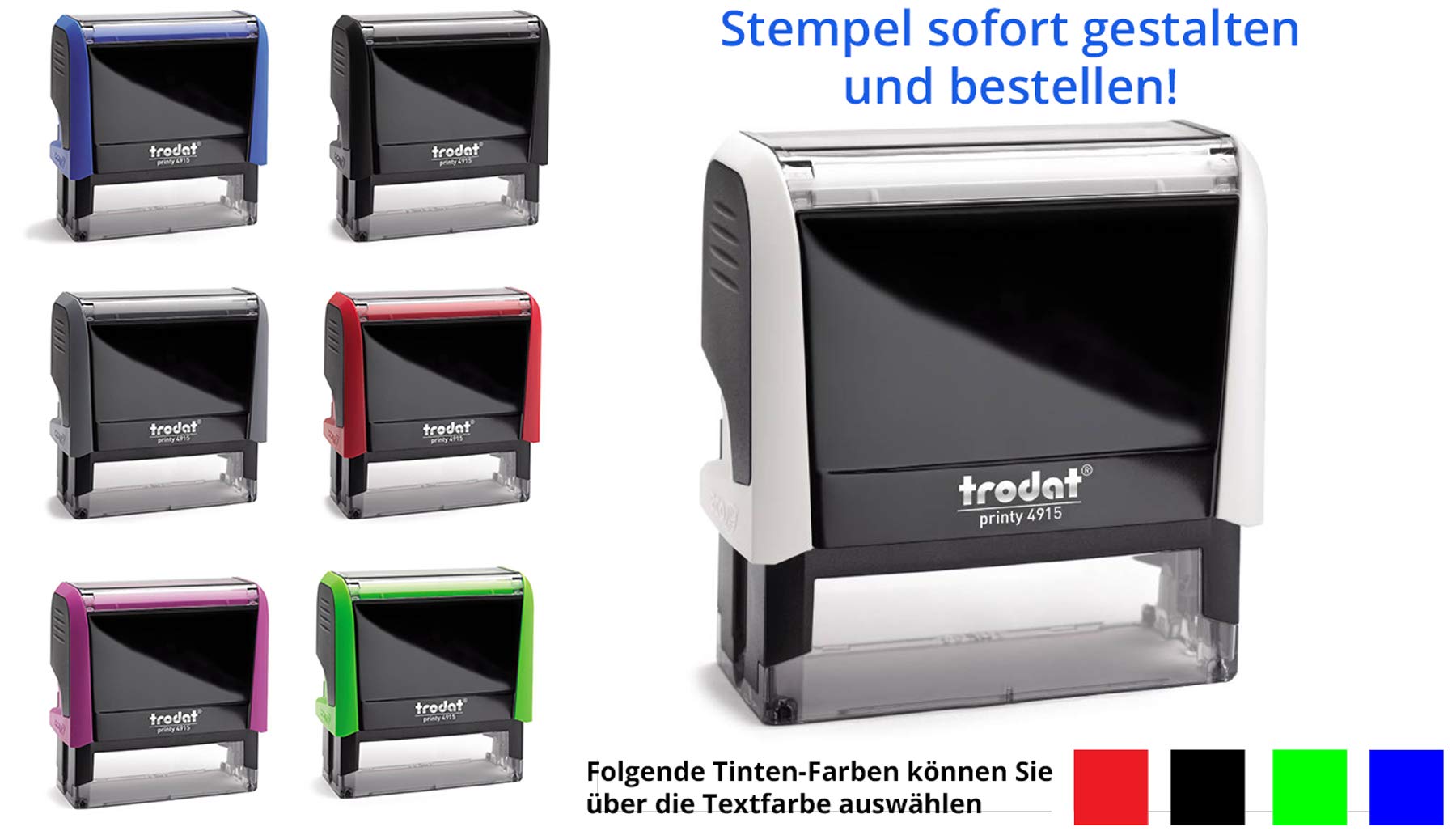 Stempel Trodat Printy 4915 (70x25 mm), für 5 Zeilen, in verschiedenen Farben, gleich Online gestalten!!! (grün)