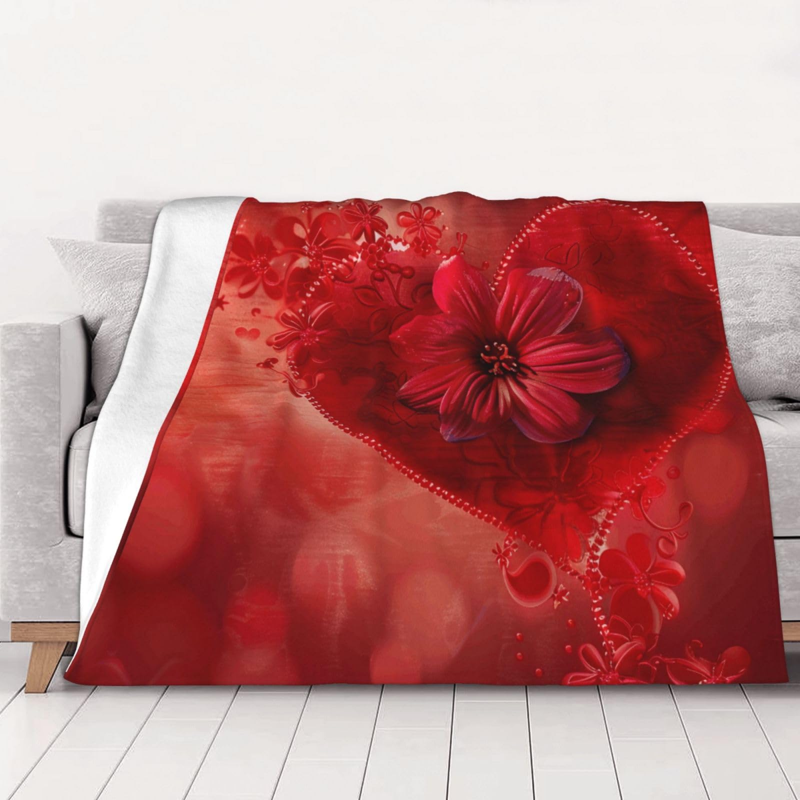 AUBKFELD Romantic Printed Flannel Blanket 200x150 CM, Soft & Warm Throw Blanket for Sofa/Couch/Bed/Car, Gifts for Audlts Women Men
