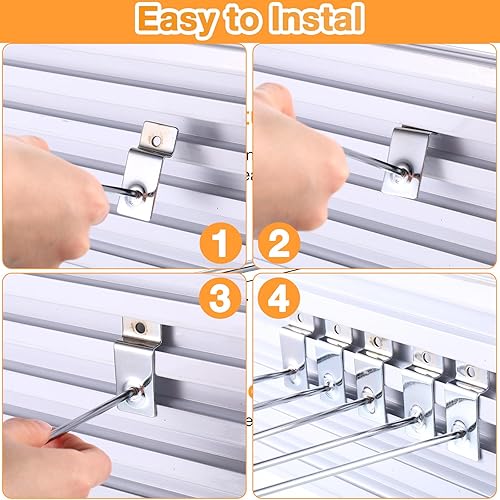 Miniatura 3 de Therwen 100 ganchos resistentes para paneles de pared de listones de 10 pulgadas, accesorios de metal para colgar, ganchos plateados de grado