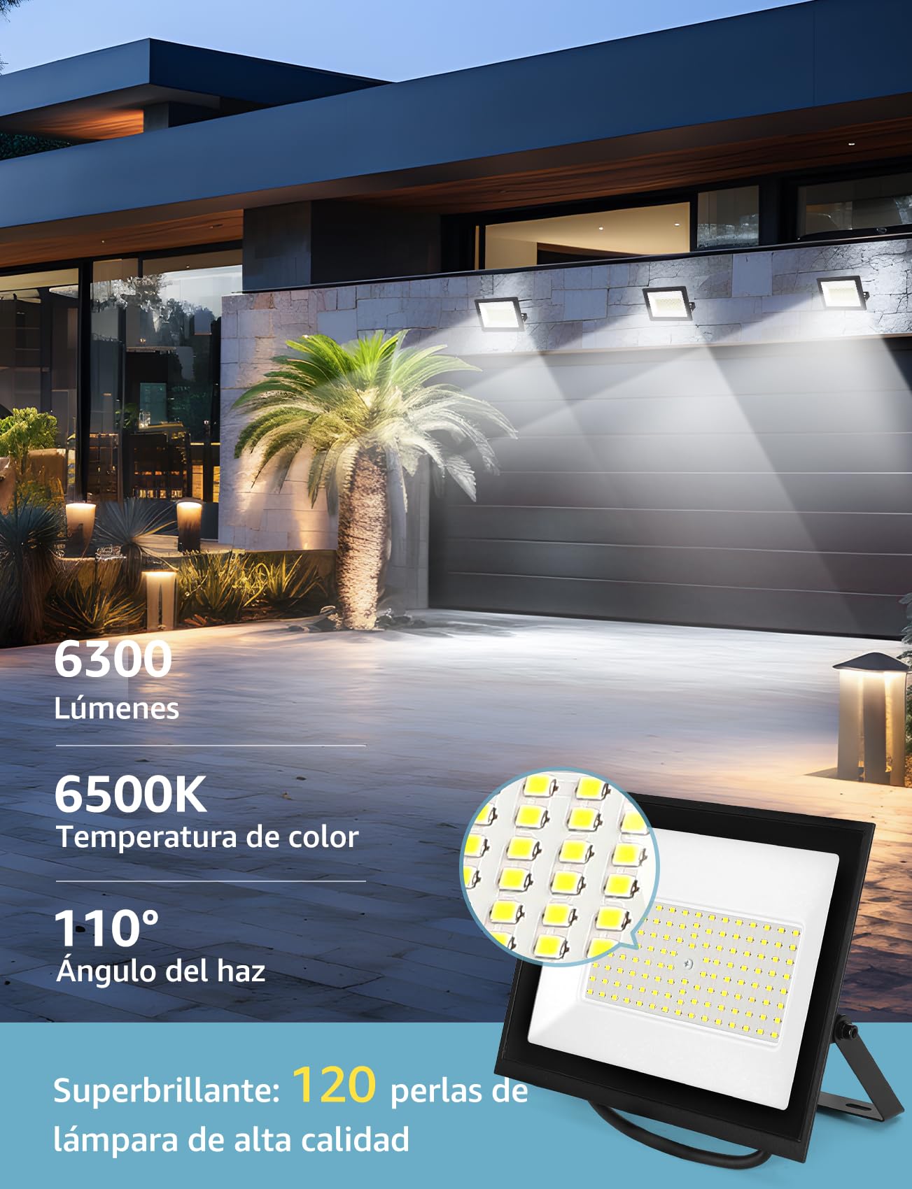 Aigostar Foco LED Exterior 70w 6300LM, Impermeable IP65,6500K, 10pcs | Foco Proyectore LED Exterior Impermeable IP65 Focos LED Exterior 6500K Blanco Frío para Garaje,Jardín,Patio,Parque