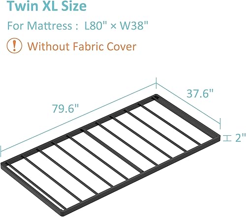 Miniatura 3 de Upcanso Base de cama con somier individual XL de 2 pulgadas, base de colchón de metal de perfil bajo XL de 2 pulgadas, capacidad máxima de peso de