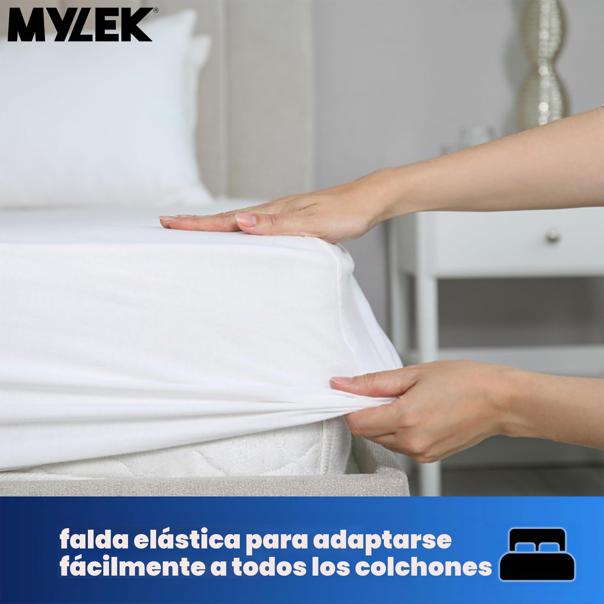 MYLEK Manta eléctrica de forro polar para cama tamaño king, funda de colchón calefactable, doble control, falda elástica, tamaño 190 x 152 x 40 cm, protección contra sobrecalentamiento, lavable a