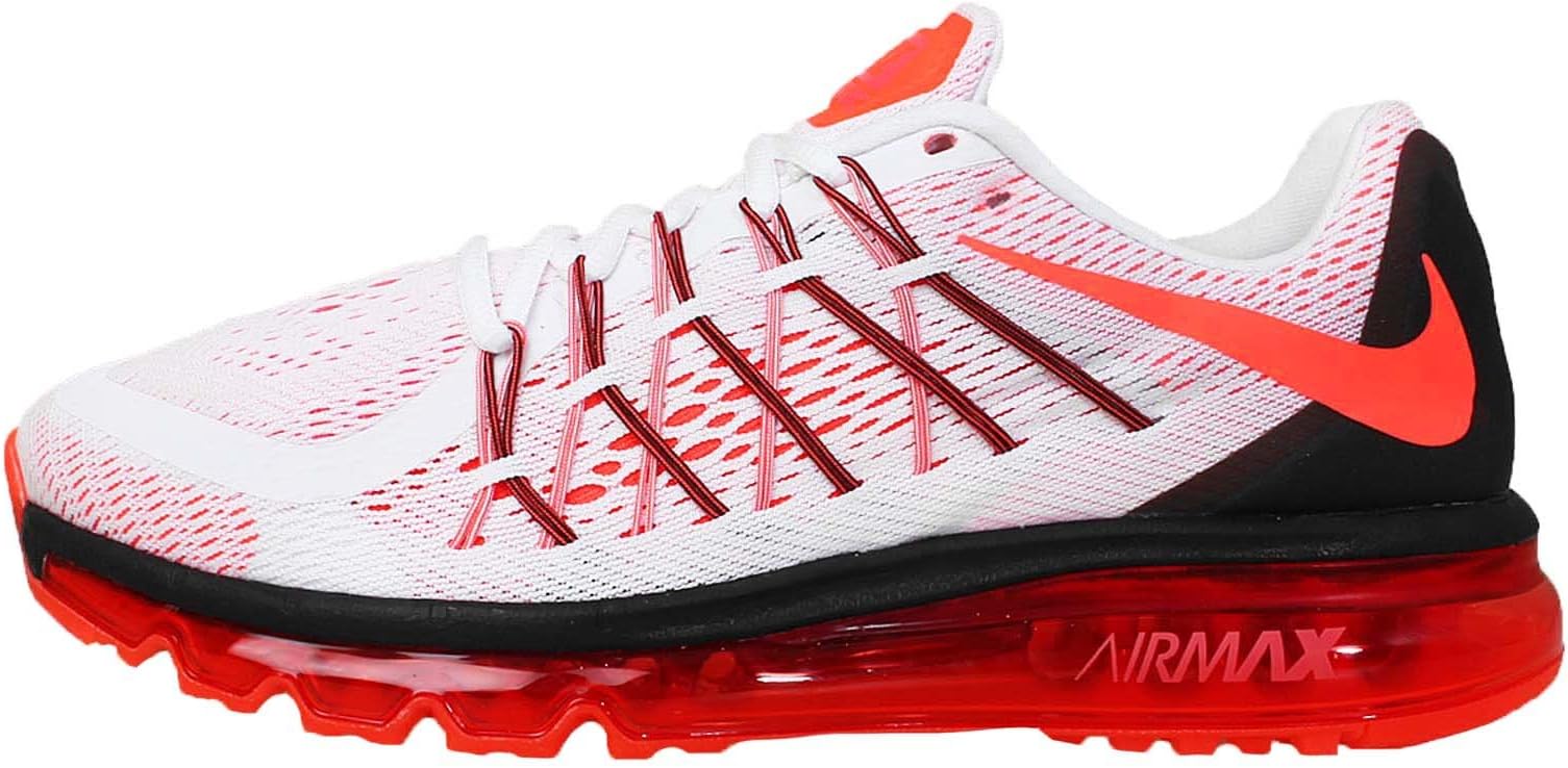 Nike Men's Air Max 2015 White/Bright Crimson/Black Running Shoe 13 Men US