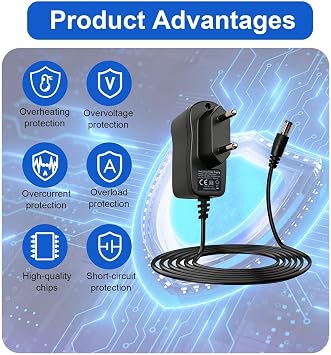 12V DC Power Supply 1A 12W Power Supply 12V 1A AC/DC Adapter 100-240V 50-60Hz EU Plug 5.5 x 2.1 mm DC Hollow Plug (Centre +) Cable 1.8 m Power Supply for TV Box LED Router Camera CCTV Stable Quiet