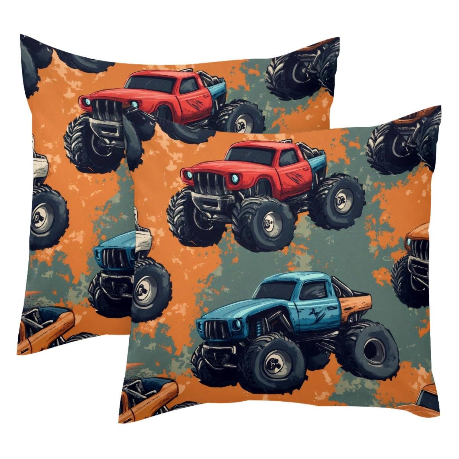 Coussin voiture monstre en velours doux idéal pour décorer une chambre de garçon