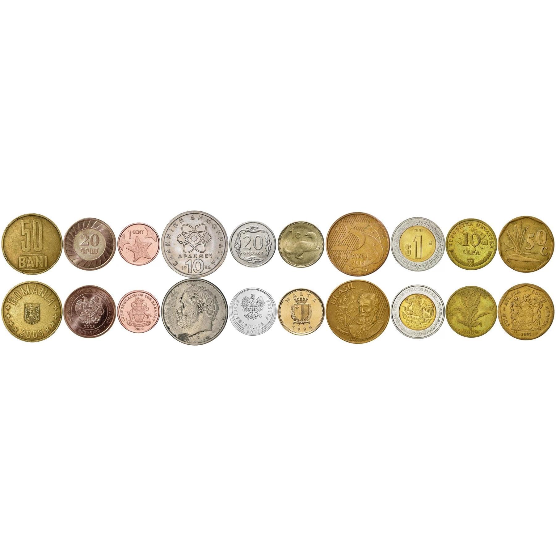 Christian Country Coin Set, 10 Circulated Coins from Religious Countries, Historic Leaders And Cultural Designs - Image 2