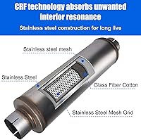 Vista 4 de Silenciador de escape de 4 pulgadas, entrada/salida de 4 pulgadas, diseño recto universal de acero inoxidable de 30 pulgadas, silenciador resonador